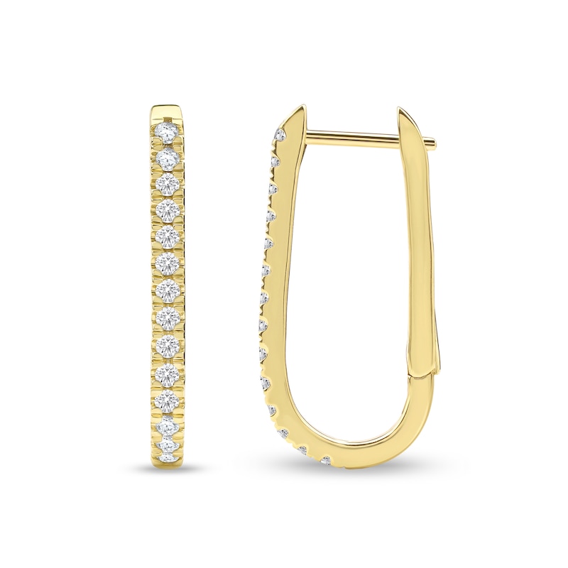 Main Image 2 of 1/2 CT. T.W. Diamond U-Hoop Earrings in 10K Gold