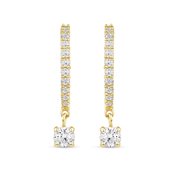 1/2 CT. T.w. Lab-Grown Diamond Dangle Hoop Earrings in 14K Gold (F/Si2)