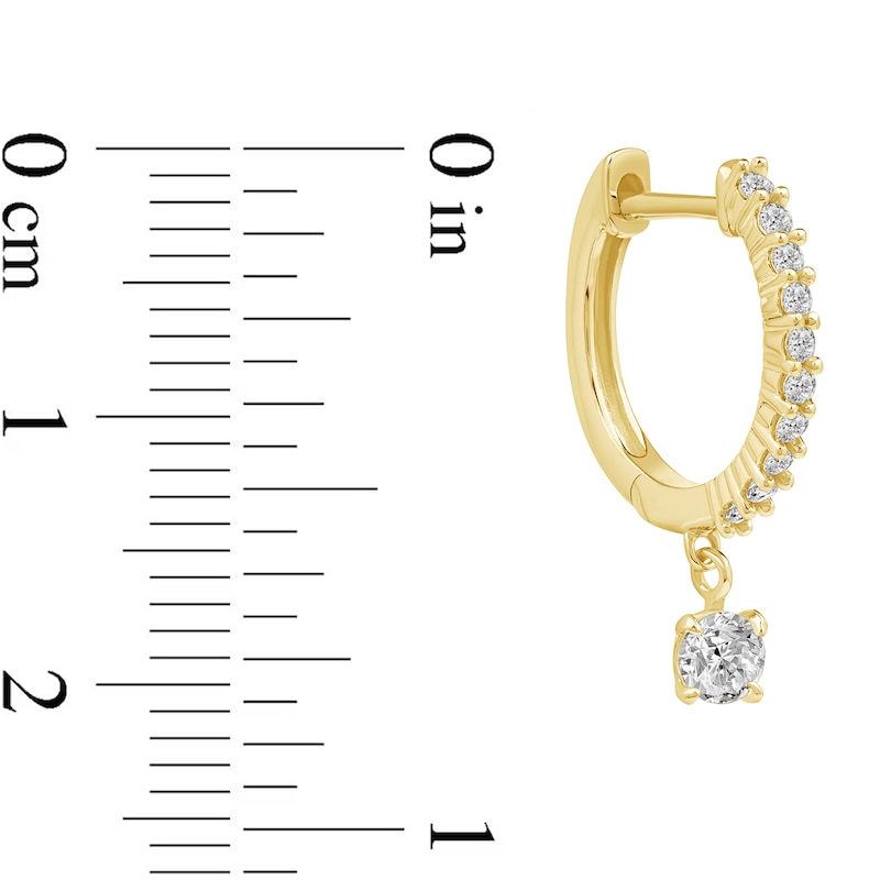 Main Image 4 of 1/2 CT. T.W. Certified Lab-Grown Diamond Dangle Hoop Earrings in 14K Gold (F/SI2)