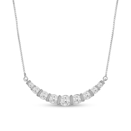 1 CT. T.W. Certified Lab-Grown Diamond Graduated Curved Nine Stone Necklace in 14K White Gold (F/SI2)