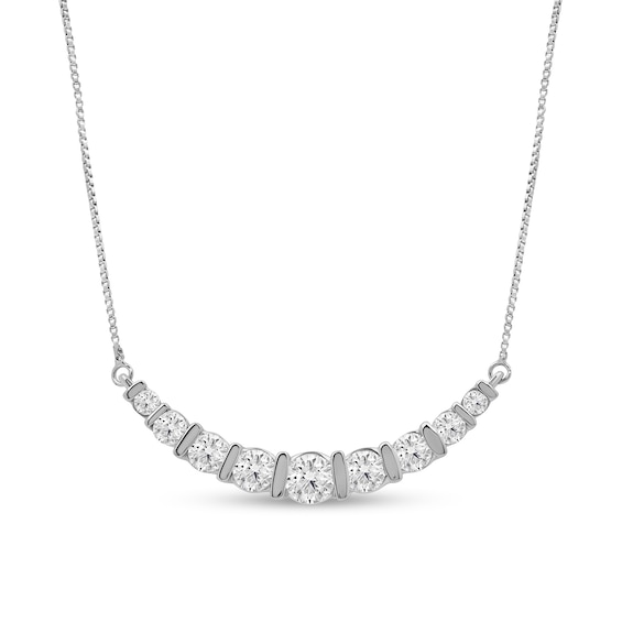 1 CT. T.w. Certified Lab-Grown Diamond Graduated Curved Nine Stone Necklace in 14K White Gold (F/Si2)