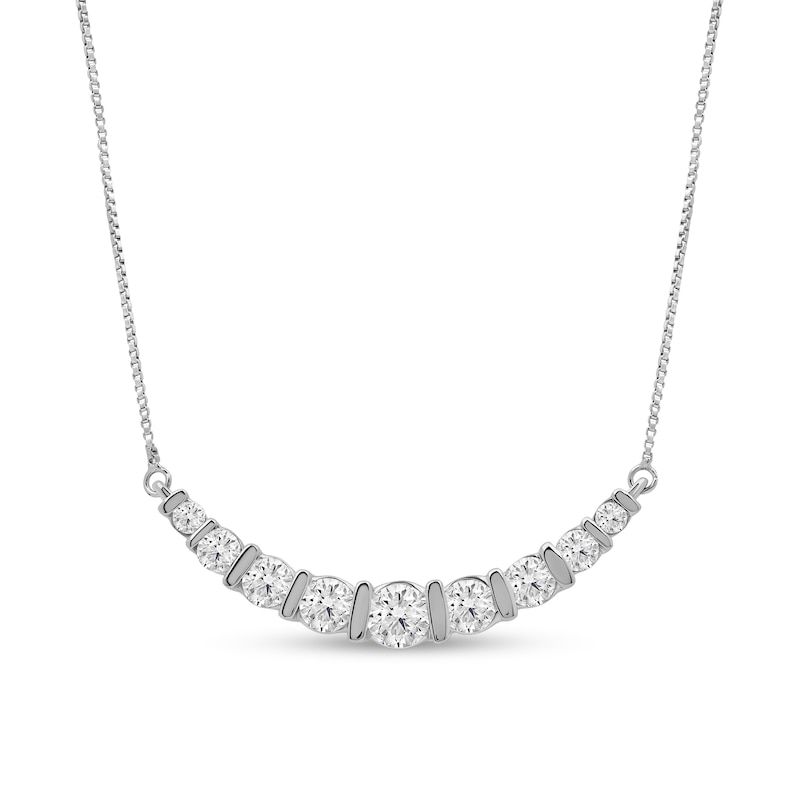 Main Image 1 of 1 CT. T.W. Certified Lab-Grown Diamond Graduated Curved Nine Stone Necklace in 14K White Gold (F/SI2)