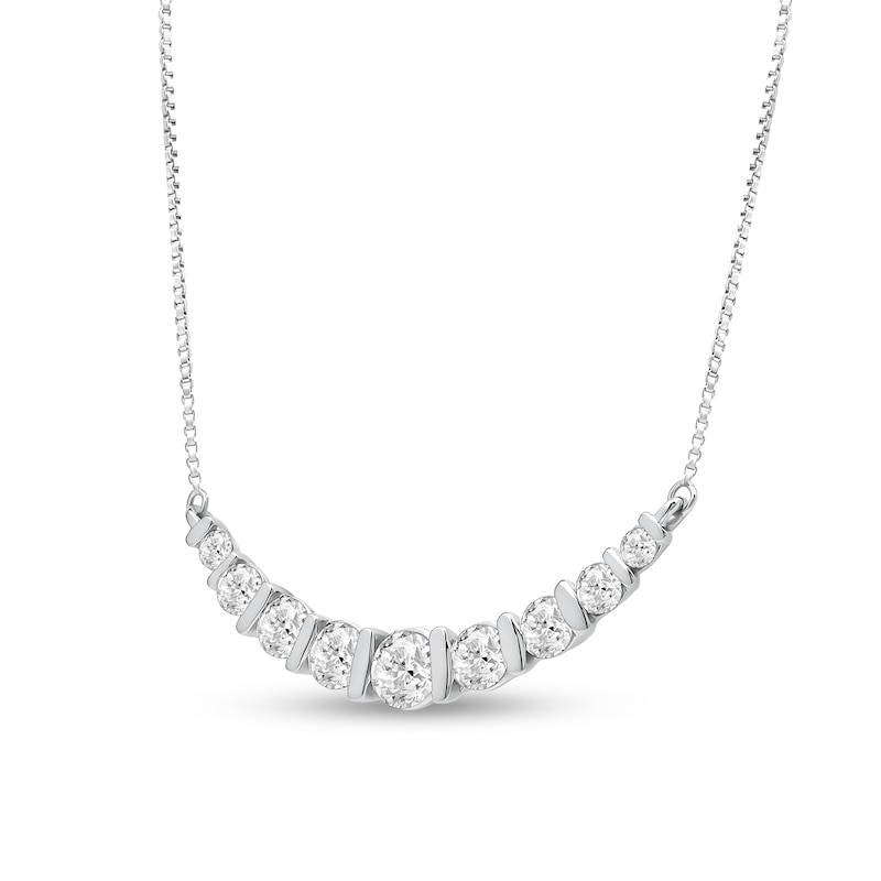 Main Image 2 of 1 CT. T.W. Certified Lab-Grown Diamond Graduated Curved Nine Stone Necklace in 14K White Gold (F/SI2)