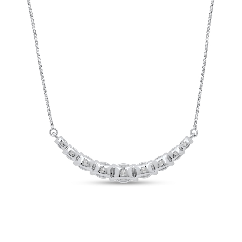Main Image 3 of 1 CT. T.W. Certified Lab-Grown Diamond Graduated Curved Nine Stone Necklace in 14K White Gold (F/SI2)