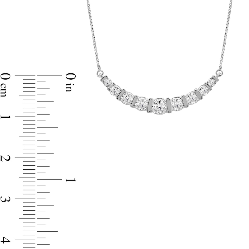 Main Image 4 of 1 CT. T.W. Certified Lab-Grown Diamond Graduated Curved Nine Stone Necklace in 14K White Gold (F/SI2)