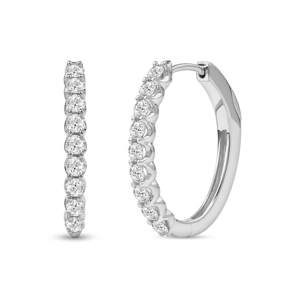 1 CT. T.w. Diamond Oval Hoop Earrings in 10K White Gold