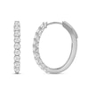 Thumbnail Image 2 of 1 CT. T.W. Diamond Oval Hoop Earrings in 10K White Gold