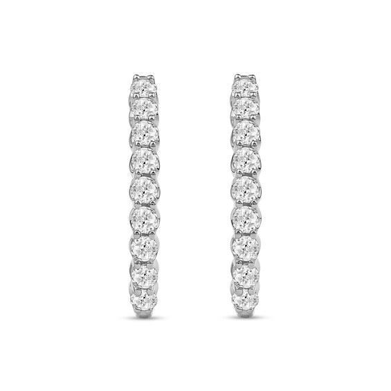 1 CT. T.w. Diamond Oval Hoop Earrings in 10K White Gold