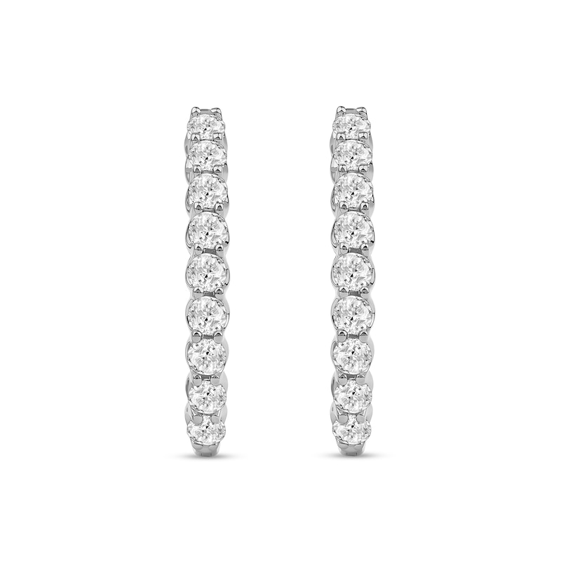 Main Image 3 of 1 CT. T.W. Diamond Oval Hoop Earrings in 10K White Gold