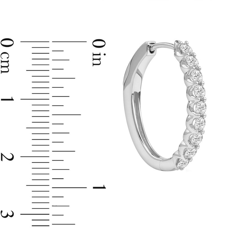 Main Image 4 of 1 CT. T.W. Diamond Oval Hoop Earrings in 10K White Gold
