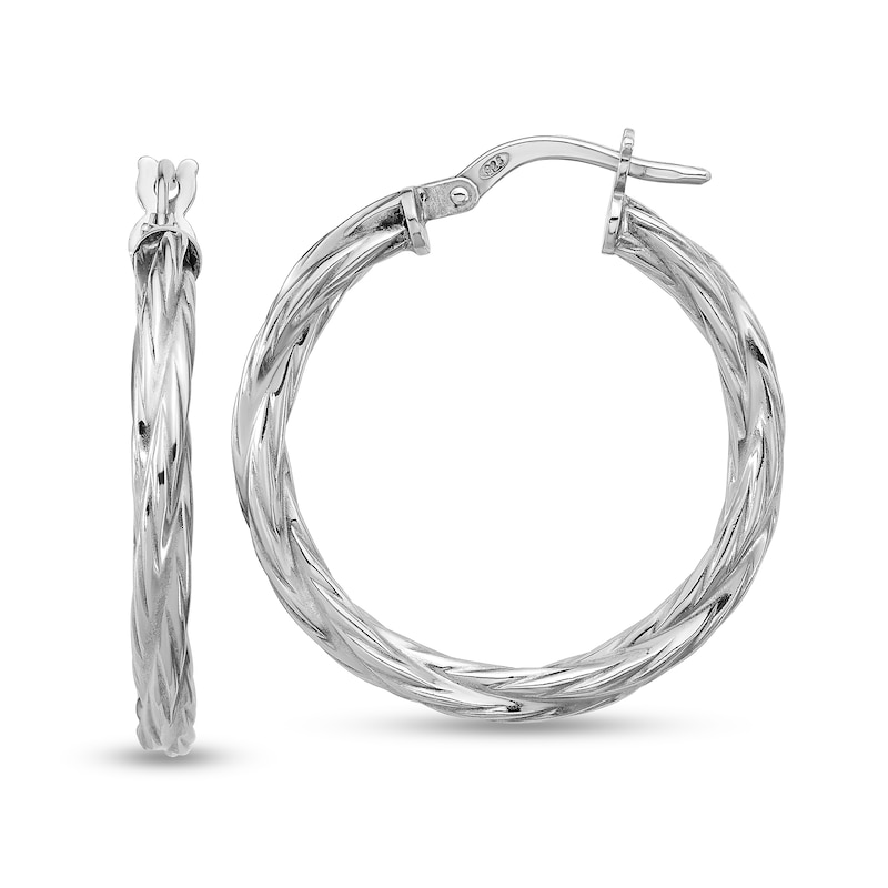 Main Image 1 of 24.65mm Lightweight Twisted Hoop Earrings in Sterling Silver