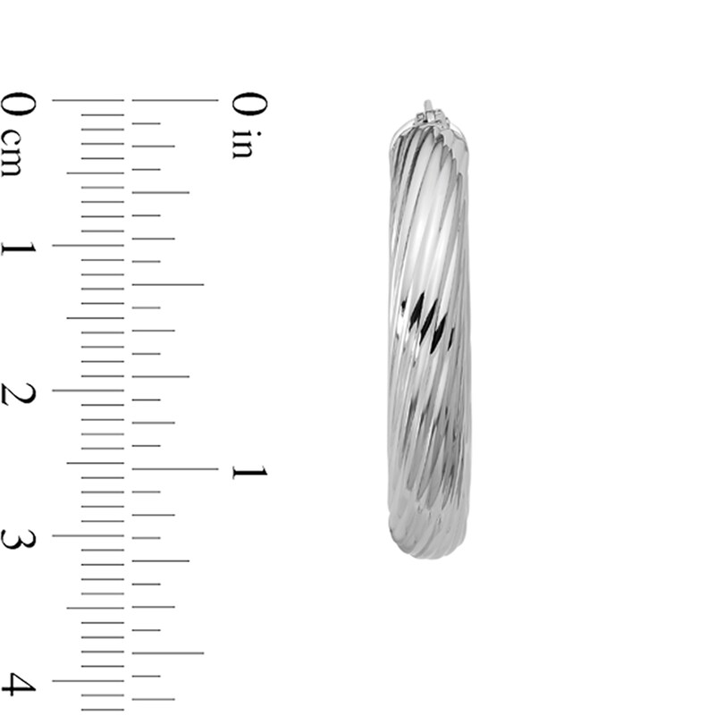 Main Image 2 of 30.75mm Grooved Hoop Earrings in Semi-Solid Sterling Silver