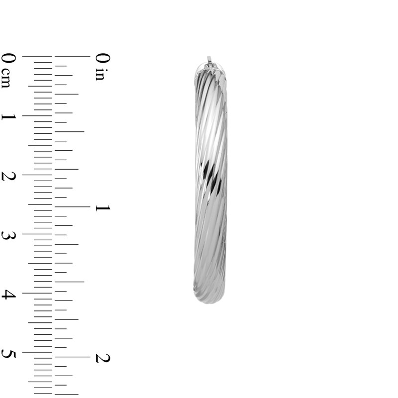 Main Image 2 of 39.8mm Grooved Hoop Earrings in Semi-Solid Sterling Silver