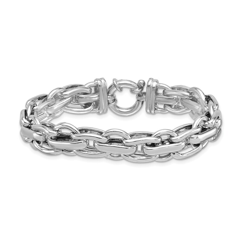 Main Image 1 of 7.5mm Byzantine Chain Bracelet in Hollow Sterling Silver - 8”