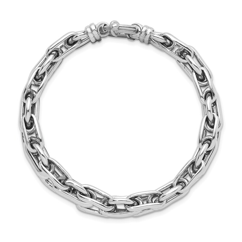 Main Image 3 of 7.5mm Byzantine Chain Bracelet in Hollow Sterling Silver - 8”