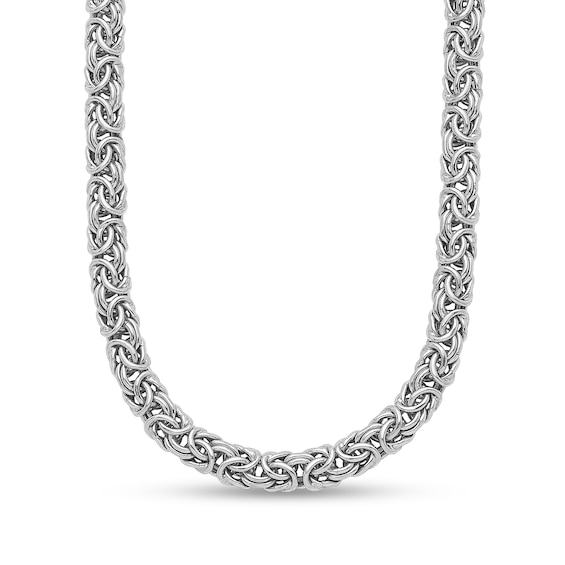 7.5mm Byzantine Chain Necklace in Hollow Sterling Silver - 18â