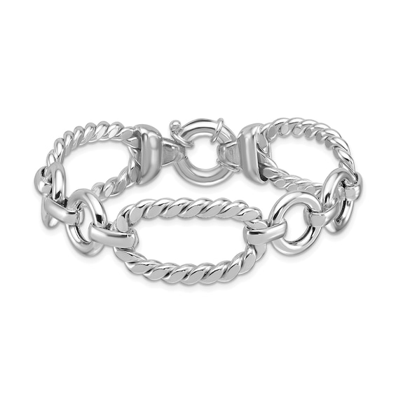 19.5mm Rope-Textured Twist Link Bracelet in Hollow Sterling Silver - 7.5"