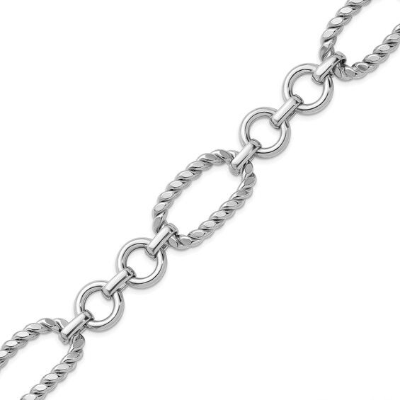 19.5mm Rope-Textured Twist Link Bracelet in Hollow Sterling Silver - 7.5"