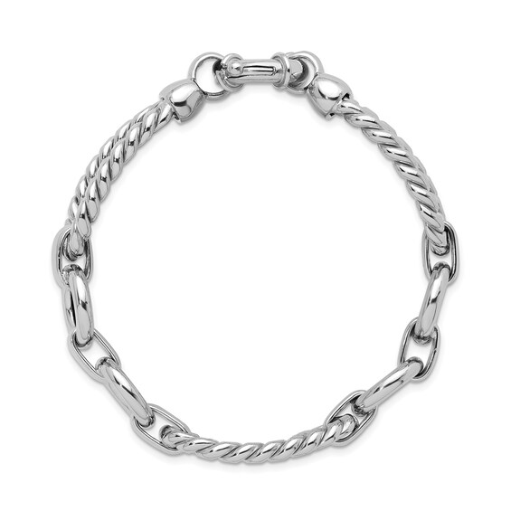 19.5mm Rope-Textured Twist Link Bracelet in Hollow Sterling Silver - 7.5"