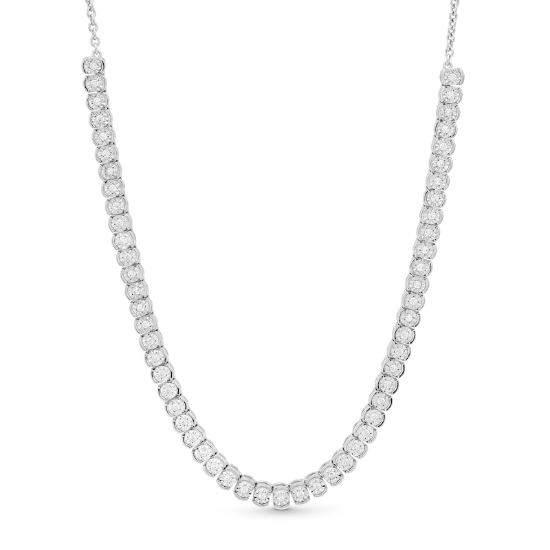 Main Image 1 of 3/4 CT. T.W. Diamond Miracle Line Necklace in Sterling Silver - 17"