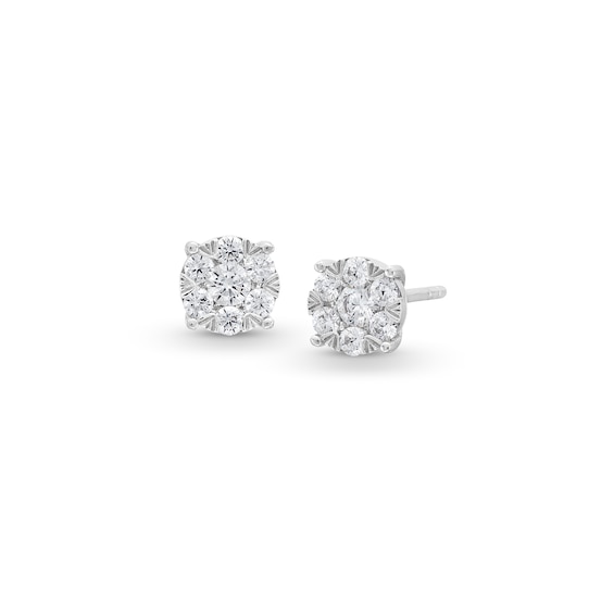 1/2 CT. T.w. Multi-Diamond Stud Earrings in 10K White Gold