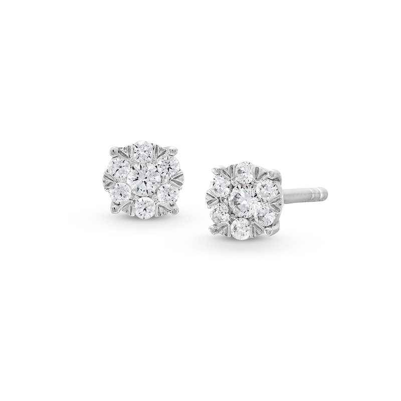 Main Image 1 of 1/5 CT. T.W. Multi-Diamond Stud Earrings in 10K White Gold