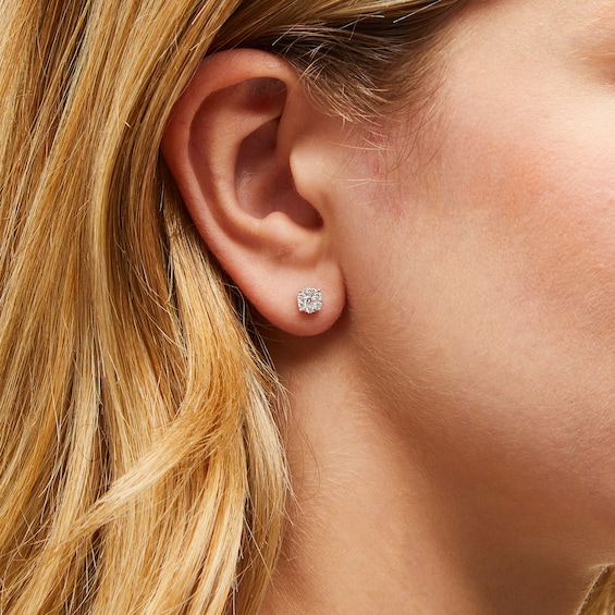 1/3 CT. T.w. Multi-Diamond Stud Earrings in 10K White Gold