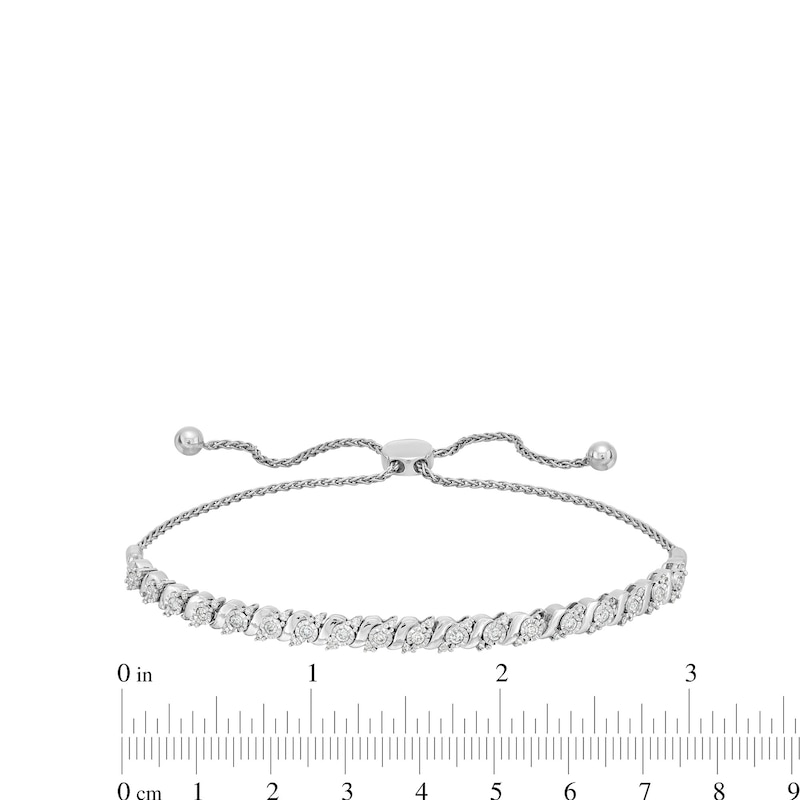 Main Image 3 of 1/2 CT. T.W. Diamond Miracle "S" Bolo Bracelet in Sterling Silver - 9.5"