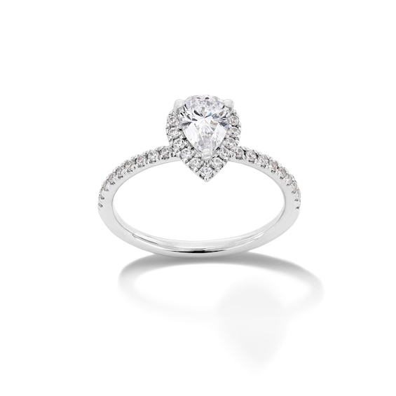 1 CT. T.w. Pear-Shaped Certified Lab-Grown Diamond Frame Engagement Ring in 14K White Gold (F/Vs2)