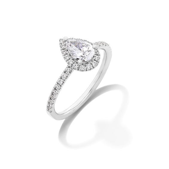 1 CT. T.w. Pear-Shaped Certified Lab-Grown Diamond Frame Engagement Ring in 14K White Gold (F/Vs2)