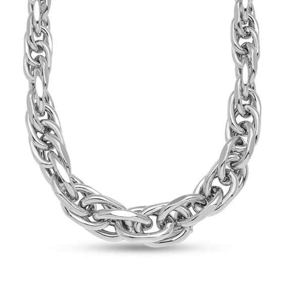 12.5mm Graduated Fancy Chain Necklace in Solid Sterling Silver - 18"