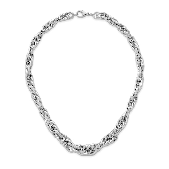 12.5mm Graduated Fancy Chain Necklace in Solid Sterling Silver - 18"