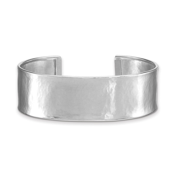 19.0mm Hammered Open Cuff Bangle in Sterling Silver