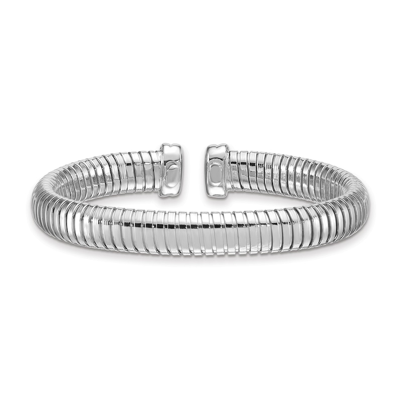 Main Image 1 of 8.5mm Ribbed Open Cuff Bangle in Sterling Silver