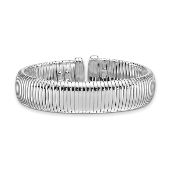 15.7mm Ribbed Wrapped Cuff Bangle in Sterling Silver