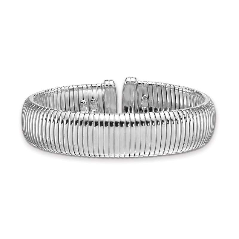 Main Image 1 of 15.7mm Ribbed Wrapped Cuff Bangle in Sterling Silver