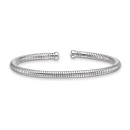 4.0mm Ribbed Open Cuff Bangle in Sterling Silver