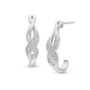 Thumbnail Image 1 of 1/5 CT. T.W. Baguette and Round Diamond Infinity Twist J-Hoop Earrings in Sterling Silver