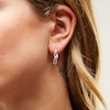 Thumbnail Image 2 of 1/5 CT. T.W. Baguette and Round Diamond Infinity Twist J-Hoop Earrings in Sterling Silver