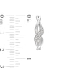 Thumbnail Image 3 of 1/5 CT. T.W. Baguette and Round Diamond Infinity Twist J-Hoop Earrings in Sterling Silver
