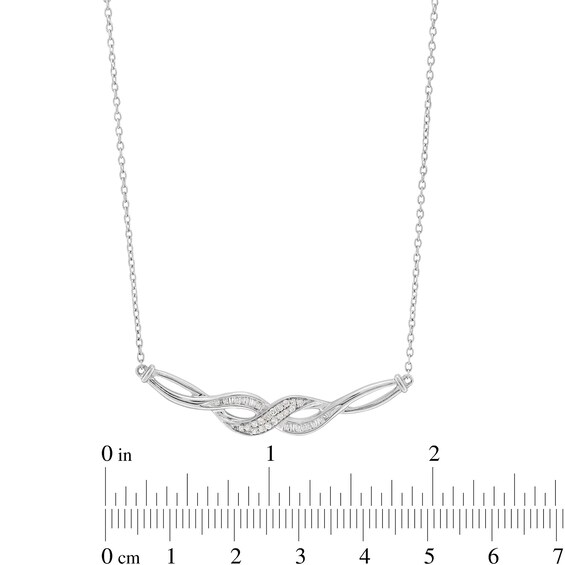 1/5 CT. T.w. Baguette and Round Diamond Infinity Twist Necklace in Sterling Silver