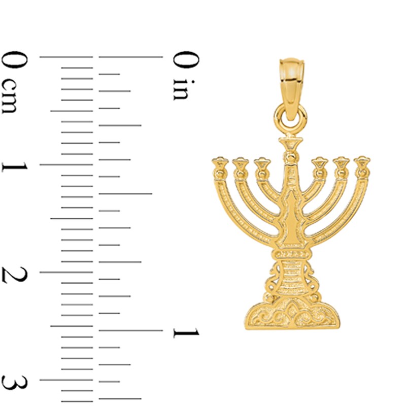 Main Image 2 of Menorah with Scrollwork Necklace Charm in Solid 14K Gold