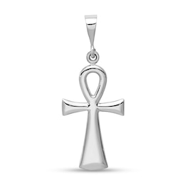 Ankh Cross Necklace Charm in Solid 14K White Gold