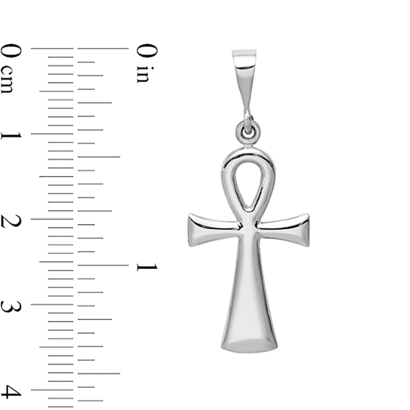 Main Image 2 of Ankh Cross Necklace Charm in Solid 14K White Gold