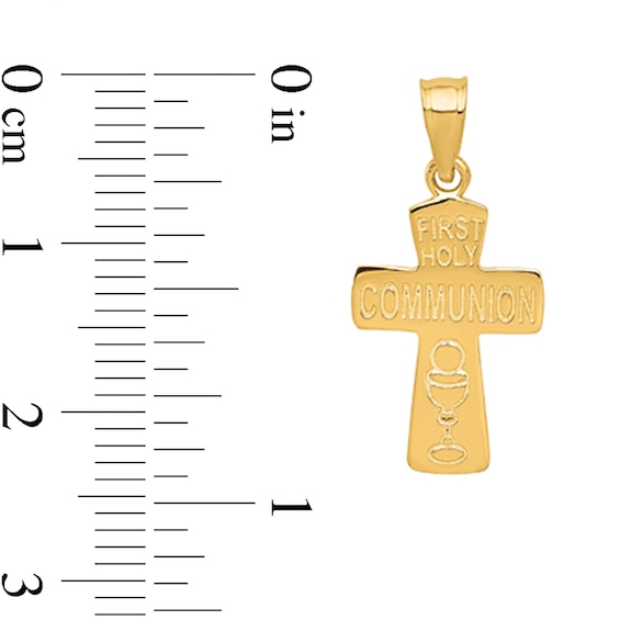 First Holy Communion Cross Necklace Charm in Solid 14K Gold