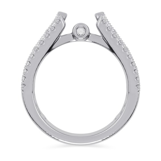 1-3/4 CT. T.w. Round and Emerald-Cut Certified Lab-Grown Diamond Triple Row Semi Mount in 14K White Gold (F/Vs2)