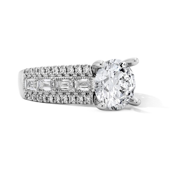 1-3/4 CT. T.w. Round and Emerald-Cut Certified Lab-Grown Diamond Triple Row Semi Mount in 14K White Gold (F/Vs2)