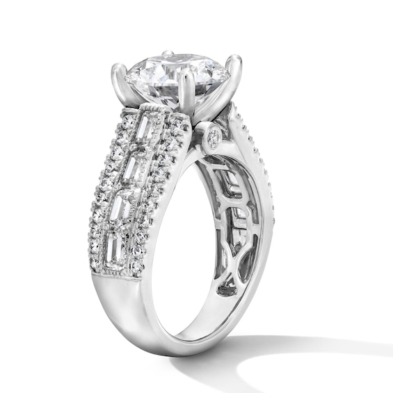 1-3/4 CT. T.w. Round and Emerald-Cut Certified Lab-Grown Diamond Triple Row Semi Mount in 14K White Gold (F/Vs2)