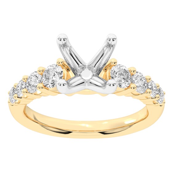 3/4 CT. T.w. Certified Lab-Grown Diamond Graduated Semi Mount in 14K Gold (F/Vs2)