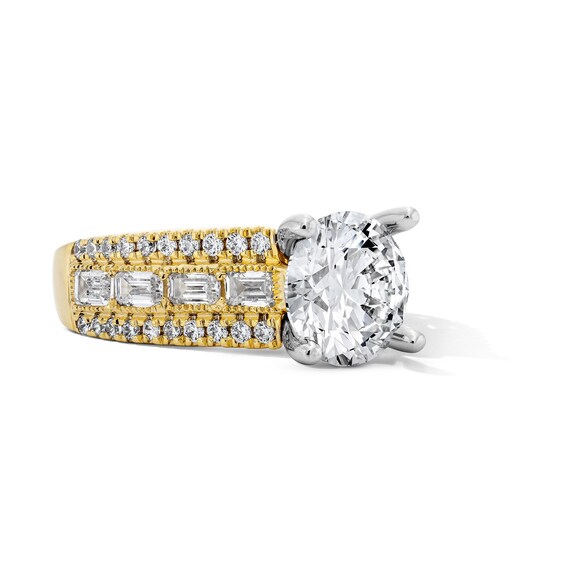 1-3/4 CT. T.w. Round and Emerald-Cut Certified Lab-Grown Diamond Triple Row Semi Mount in 14K Gold (F/Vs2)